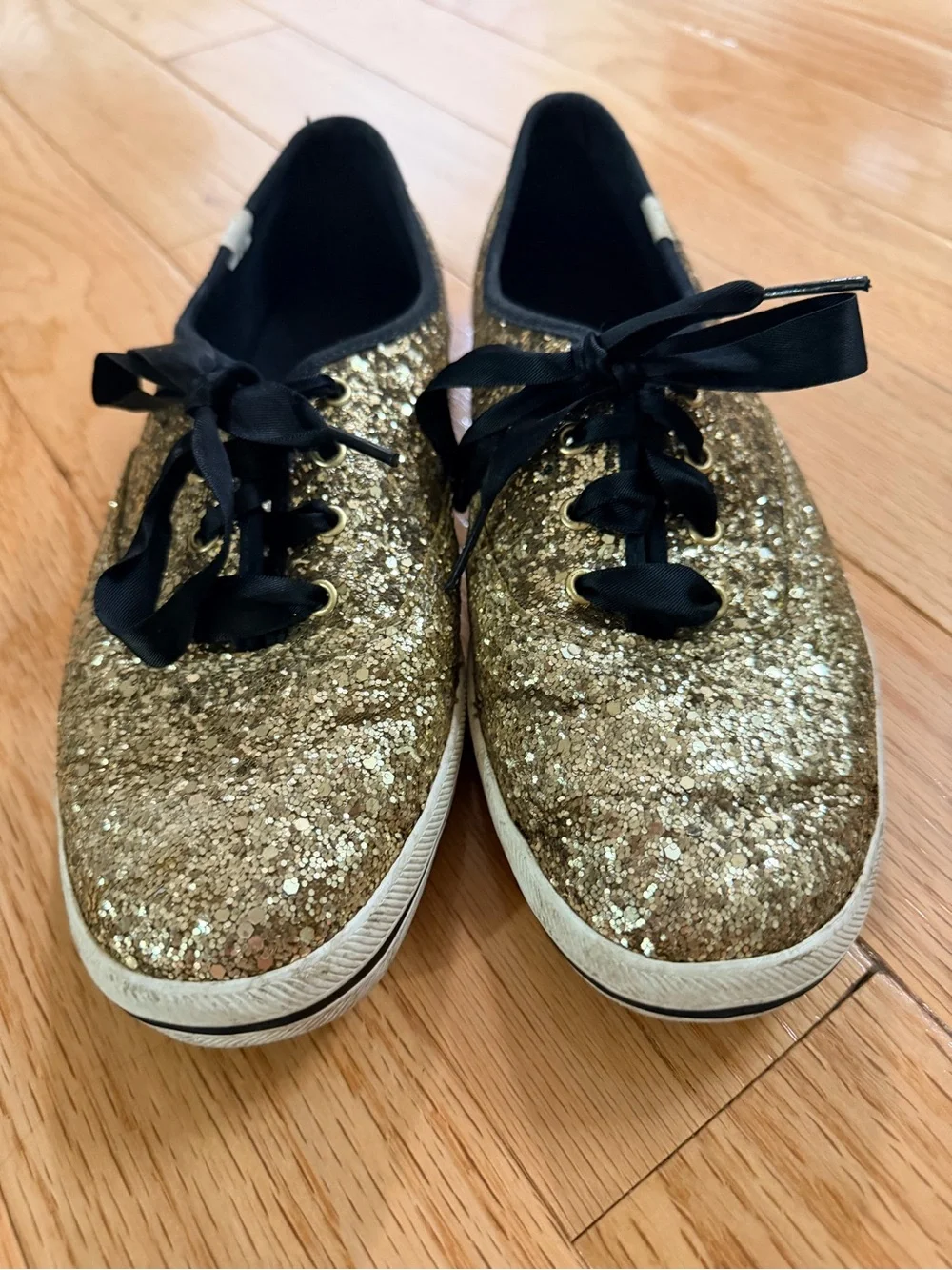 Women’s Kate Spade Gold Glitter Lace-Up Sneakers (Size 9.5)